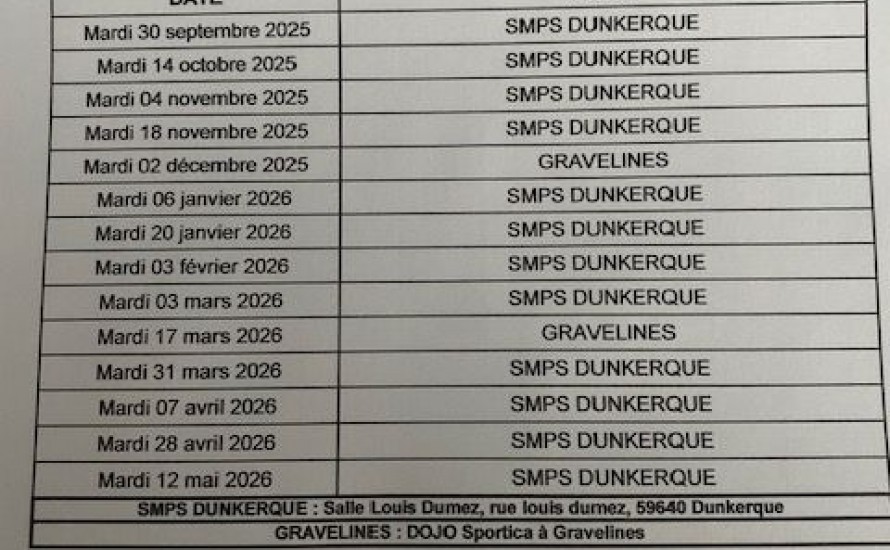Entrainement de masse : Programmation 2025-26